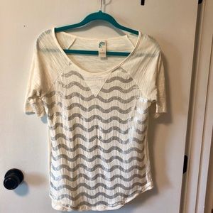 White Anthropologie shirt with silver detail